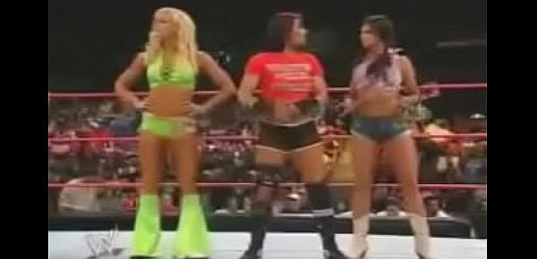  Trish Stratus, Ashley, and Mickie James vs Victoria, Torrie Wilson, and Candice Michelle. Raw 2005.